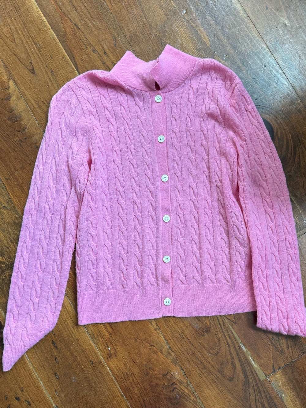 Alex Mill Pink Cable-Knit Button Cardigan